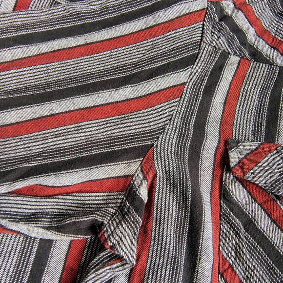 VINTAGE Wrangler Flannel Shirt Size XLT Red Black Striped Long Sleeve Pearl Snap - Picture 9 of 11